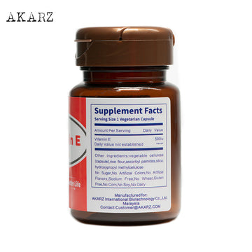 AKARZ VE Vitamin E Skin Lightening & Anti-Aging Supplement - 500IU, Natural Skin Whitening